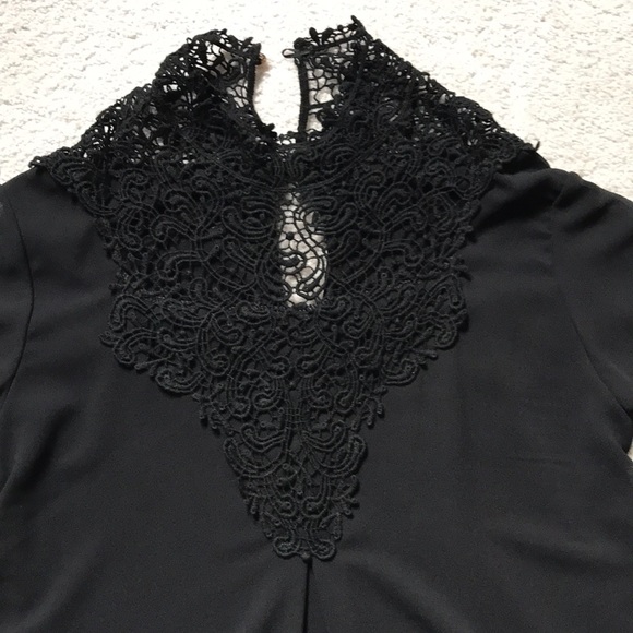 Vintage Sheer Fashion Long Sleeve Black Blouse - Picture 3 of 6